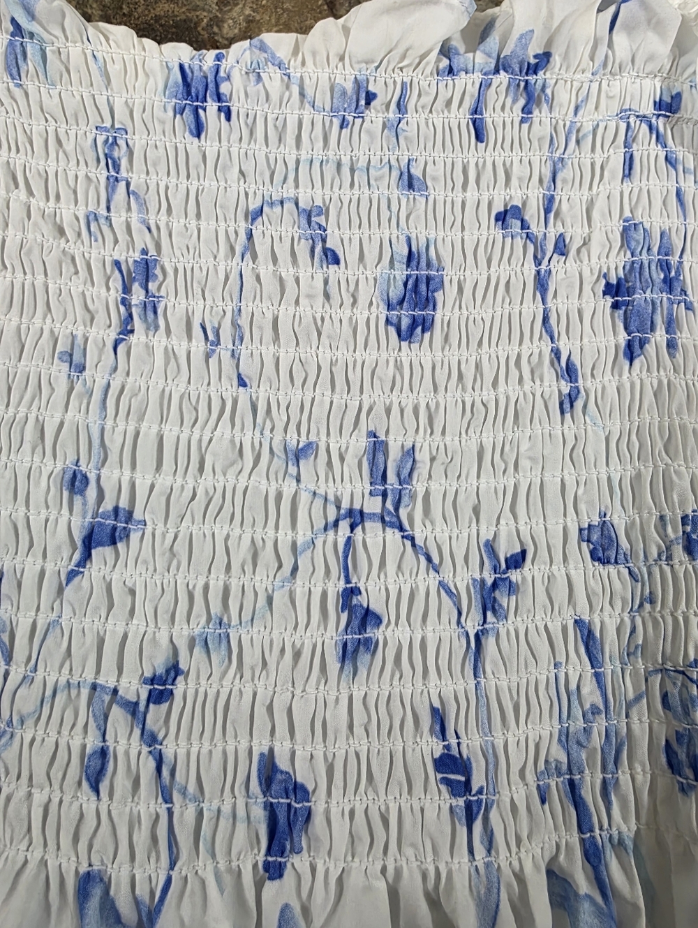 Hill House The Ellie Nap Smocked Tiered Midi Dress In Blue Botanical - Picture 5 of 10